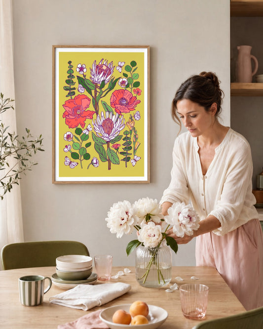 SENT Studio - Flower Poster No. 3 - framed print in a styled room