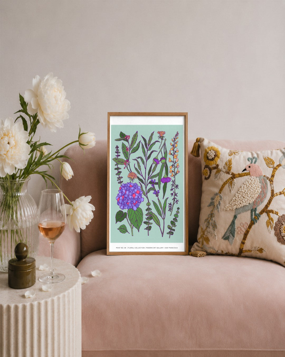 SENT Studio - Flower Poster No. 8 - framed print in a styled room