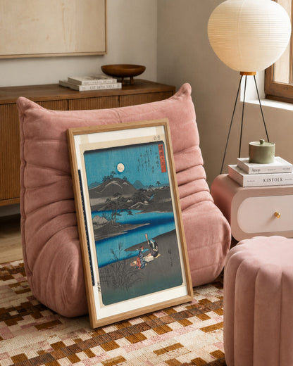 Utagawa Hiroshige - Six Jewel Rivers from Various Provinces - framed print in a styled room
