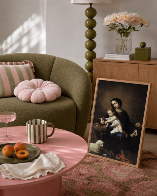 Francisco de ZurbarÃ¡n - Madonna with Child and Lamb - framed print in a styled room