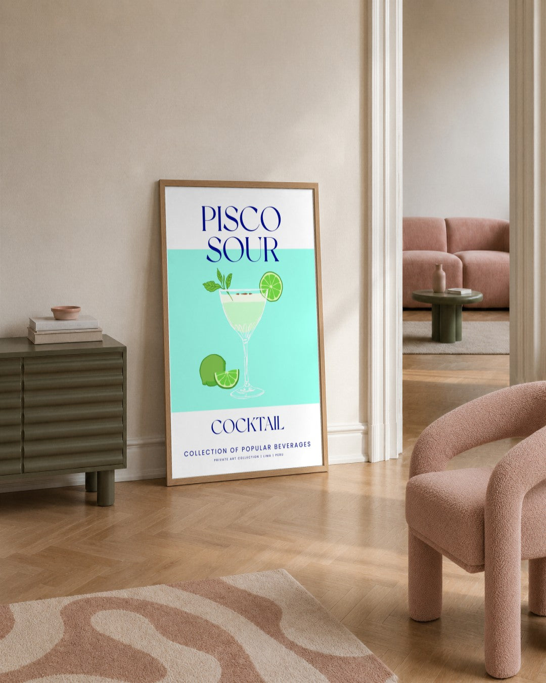 SENT Studio - Cocktail Poster No. 18 - framed print in a styled room