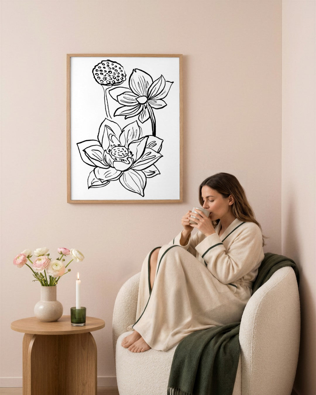 SENT Studio - Blooming Flowers Poster No. 9 - framed print in a styled room