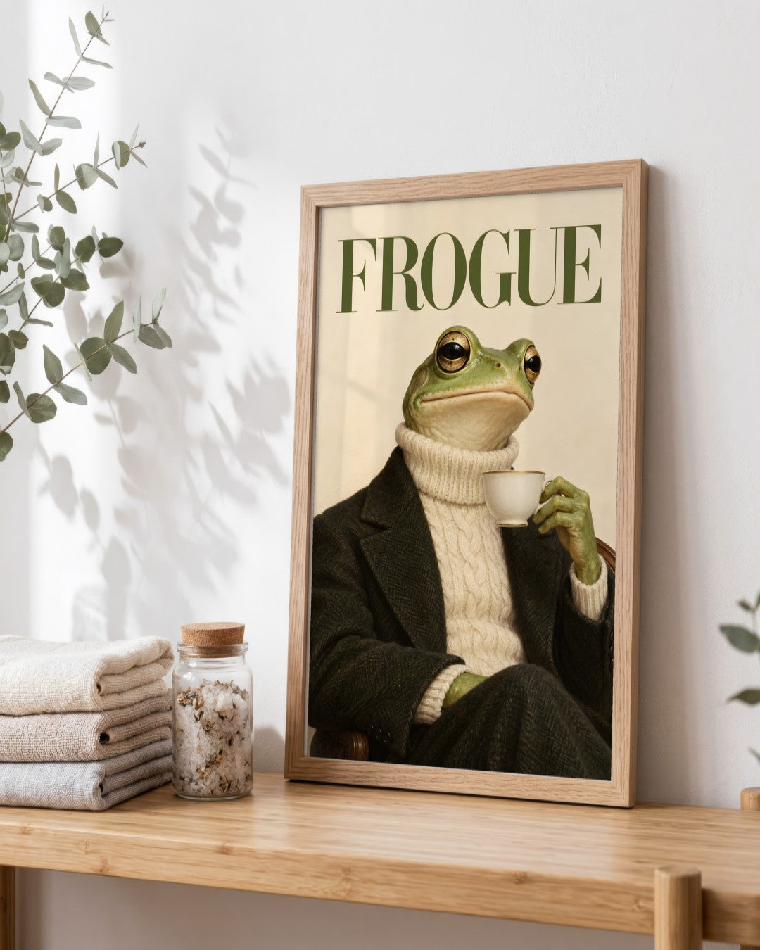 Paige Hilton - Frogue - framed print in a styled room