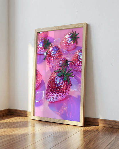 SENT Studio - Strawberries - framed print in a styled room