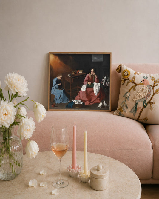Francisco de Zurbarán - Christ and the Virgin in the House at Nazareth - framed print in a styled room