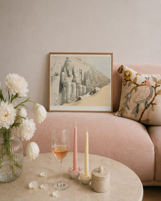 Louis Haghe - Egypt and Nubia, Volume I: The Great Temple of Aboo-Simble, Nubia - framed print in a styled room