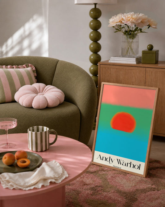Andy Warhol - Sunset Emerald - framed print in a styled room