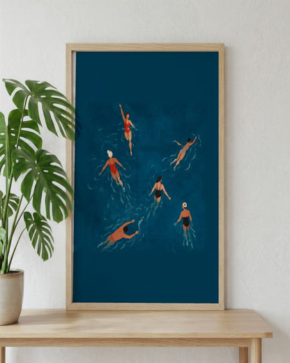 John Smart - Summer Swimmers - framed print in a styled room