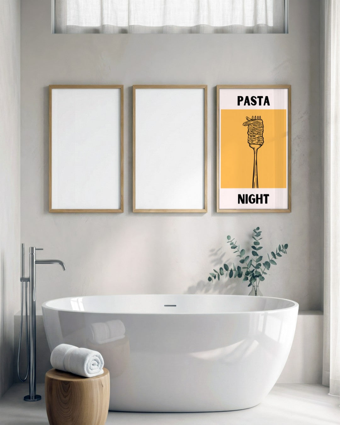 Pasta Night - framed print in a styled room