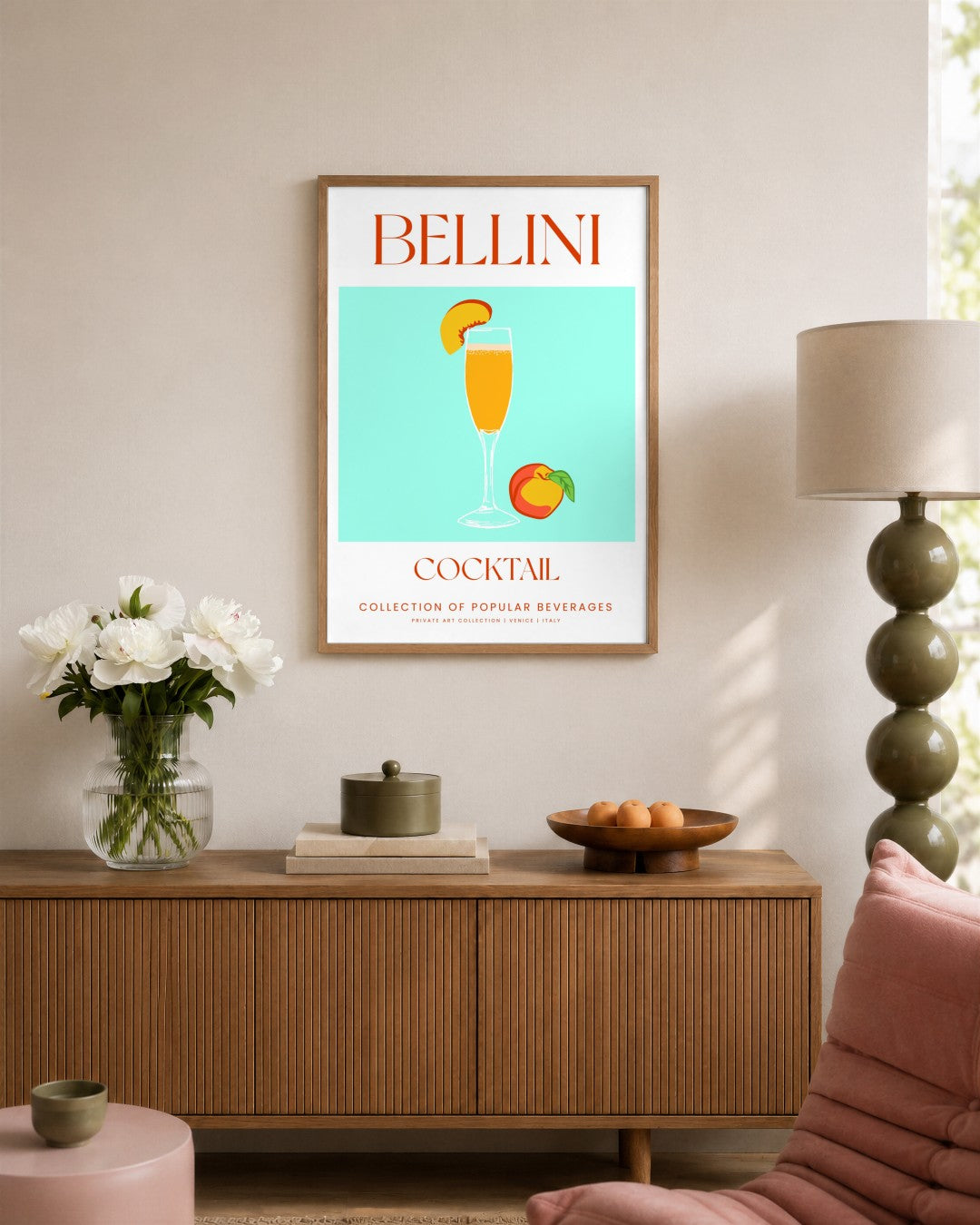 SENT Studio - Cocktail Poster No. 40 - framed print in a styled room