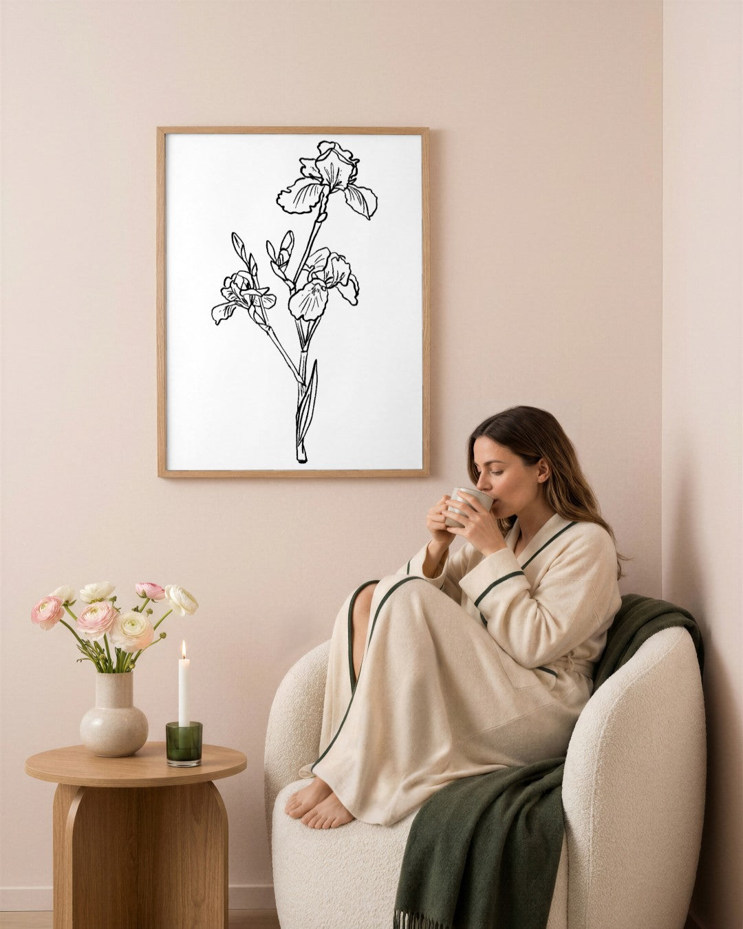 SENT Studio - Blooming Flowers Poster No. 3 - framed print in a styled room