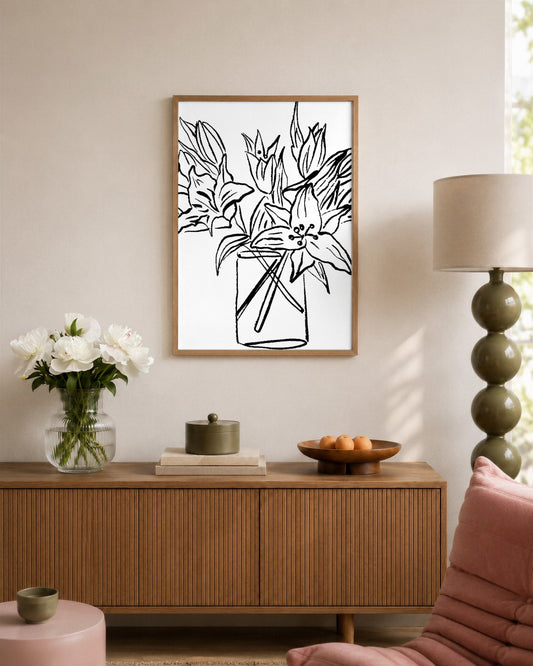 SENT Studio - Blooming Flowers Poster No. 15 - framed print in a styled room