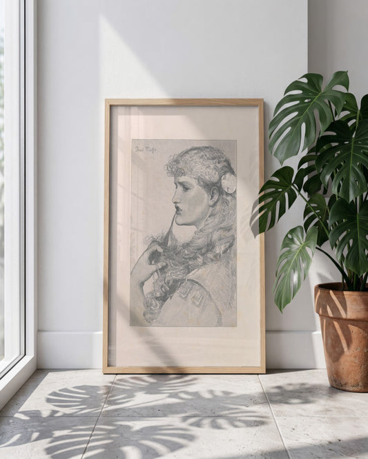 Frederick Sandys - Profile of a Lady - framed print in a styled room