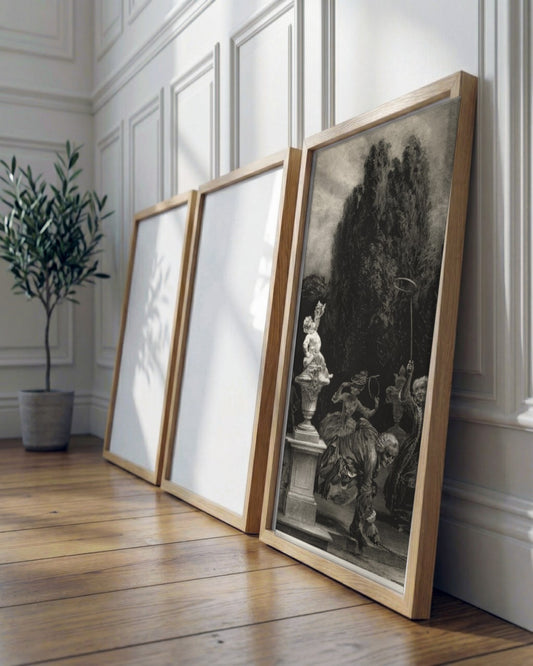 Adolph von Menzel - Masked Dance at the Pavilion - framed print in a styled room