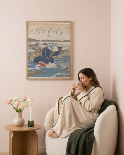 Utagawa Kuniyoshi - Second Print from A Low Tide Pentaptych - framed print in a styled room