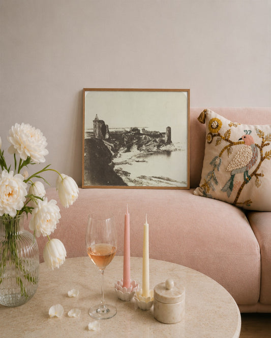 David Octavius Hill - St. Andrews Castle, from the Southeast - framed print in a styled room