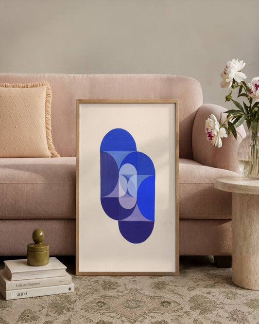 Joseph Schillinger - Key Blue (from series, the Mathematical Basis of the Arts) - framed print in a styled room