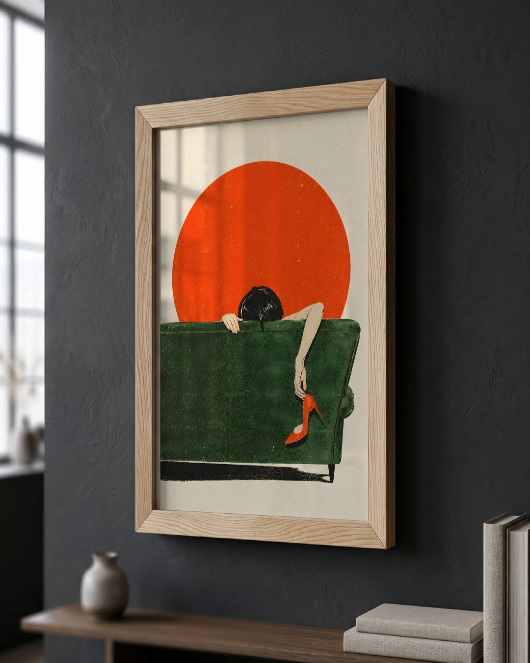Felicity Hastings - Sunset Sofa - framed print in a styled room