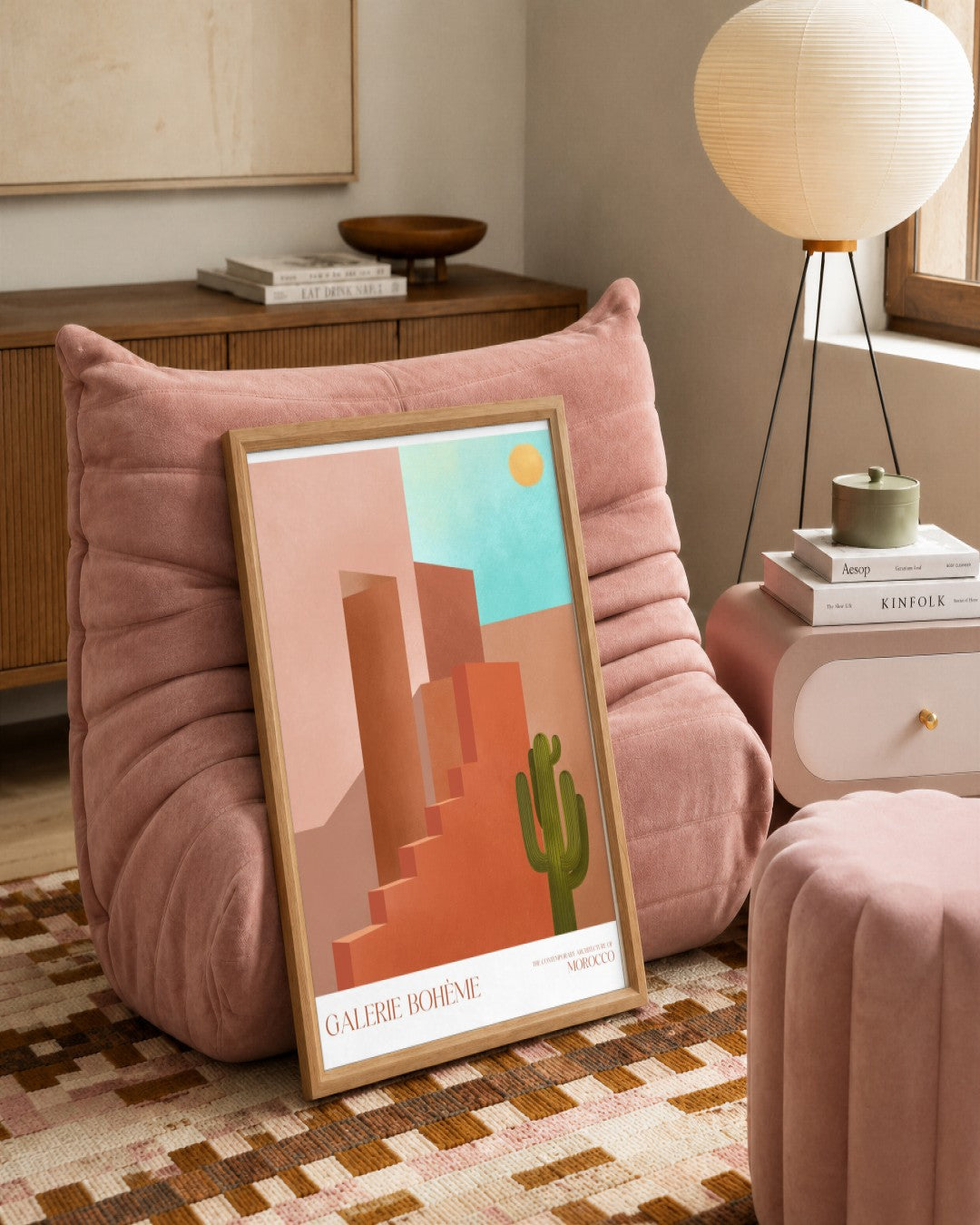 SENT Studio - Terracotta Stairway - framed print in a styled room