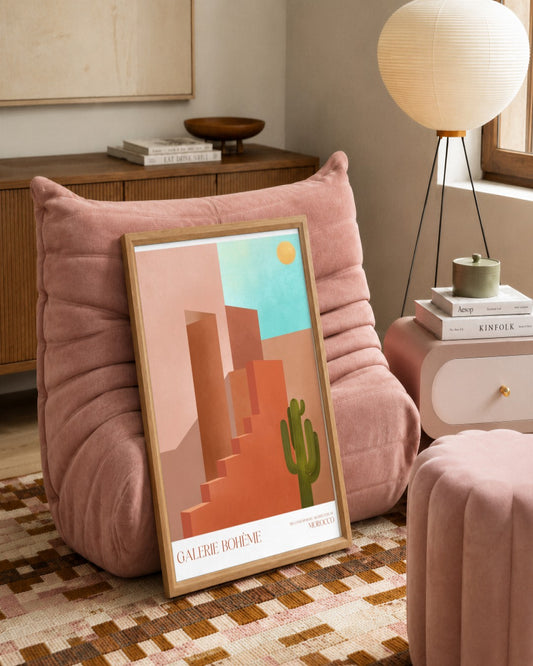 SENT Studio - Terracotta Stairway - framed print in a styled room