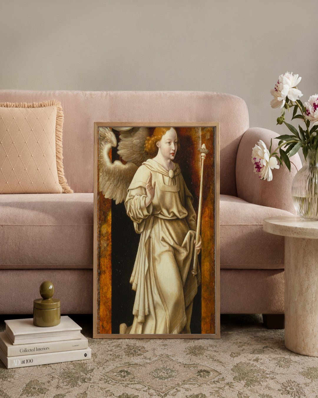 Renaissance Masters - Angel with a Sceptre - framed print in a styled room