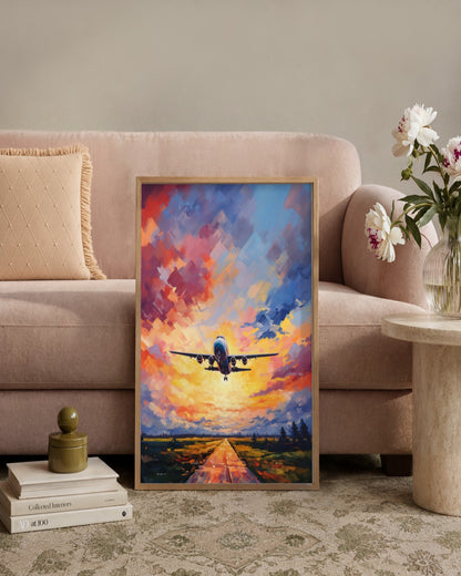 SENT Studio - Sunset Flight - framed print in a styled room