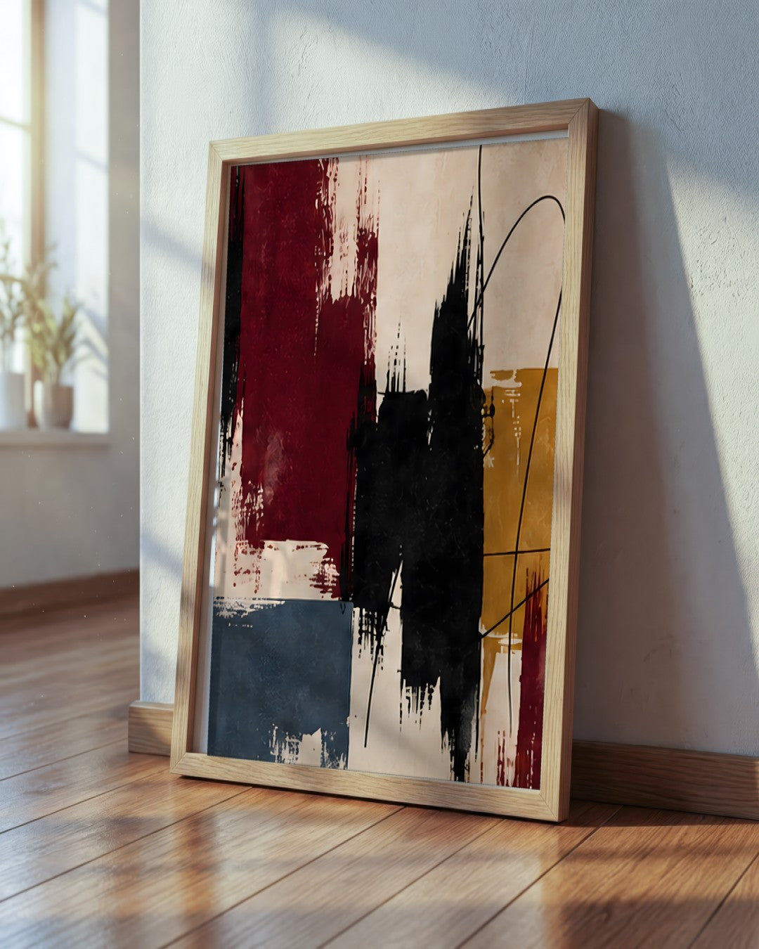 Hilary Ward - Ink and Ochre - framed print in a styled room