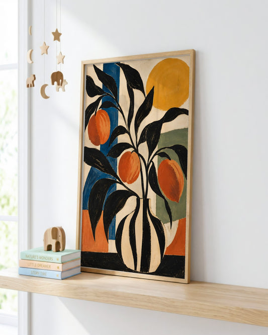 Faris Mcgee - A Vertical Painterly Poster Like Abstract Botani - framed print in a styled room