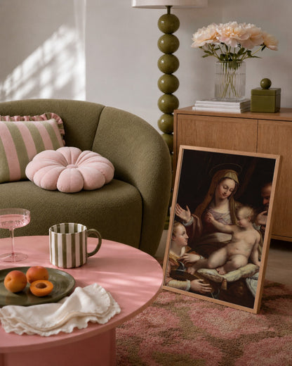 Renaissance Masters - Holy Family with Saint Catherine - framed print in a styled room