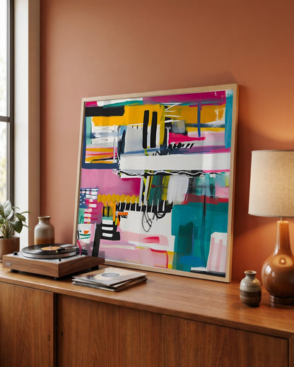 SENT Studio - Abstract Collage No. 39 - framed print in a styled room