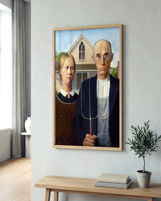 Grant Wood - American Gothic - framed print in a styled room