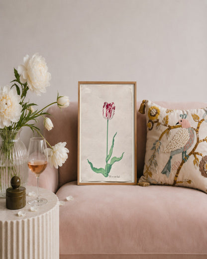 Pieter Holsteyn II - Study of a Tulip (Wit en root boode) - framed print in a styled room