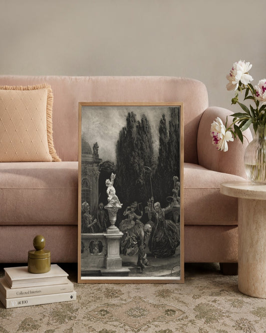 Adolph von Menzel - Masked Dance at the Pavilion - framed print in a styled room