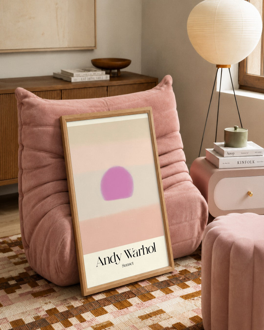 SENT Studio - Sunset Lilac - framed print in a styled room