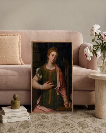 Renaissance Masters - Saint Catherine with the Wheel - framed print in a styled room