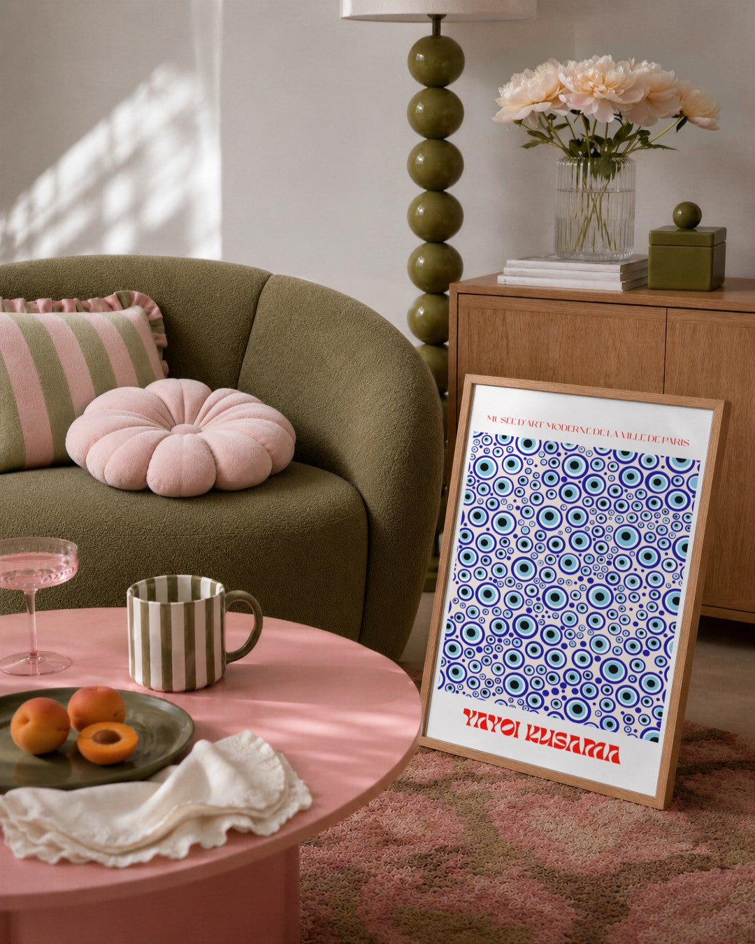 SENT Studio - Evil Eye Dots - framed print in a styled room