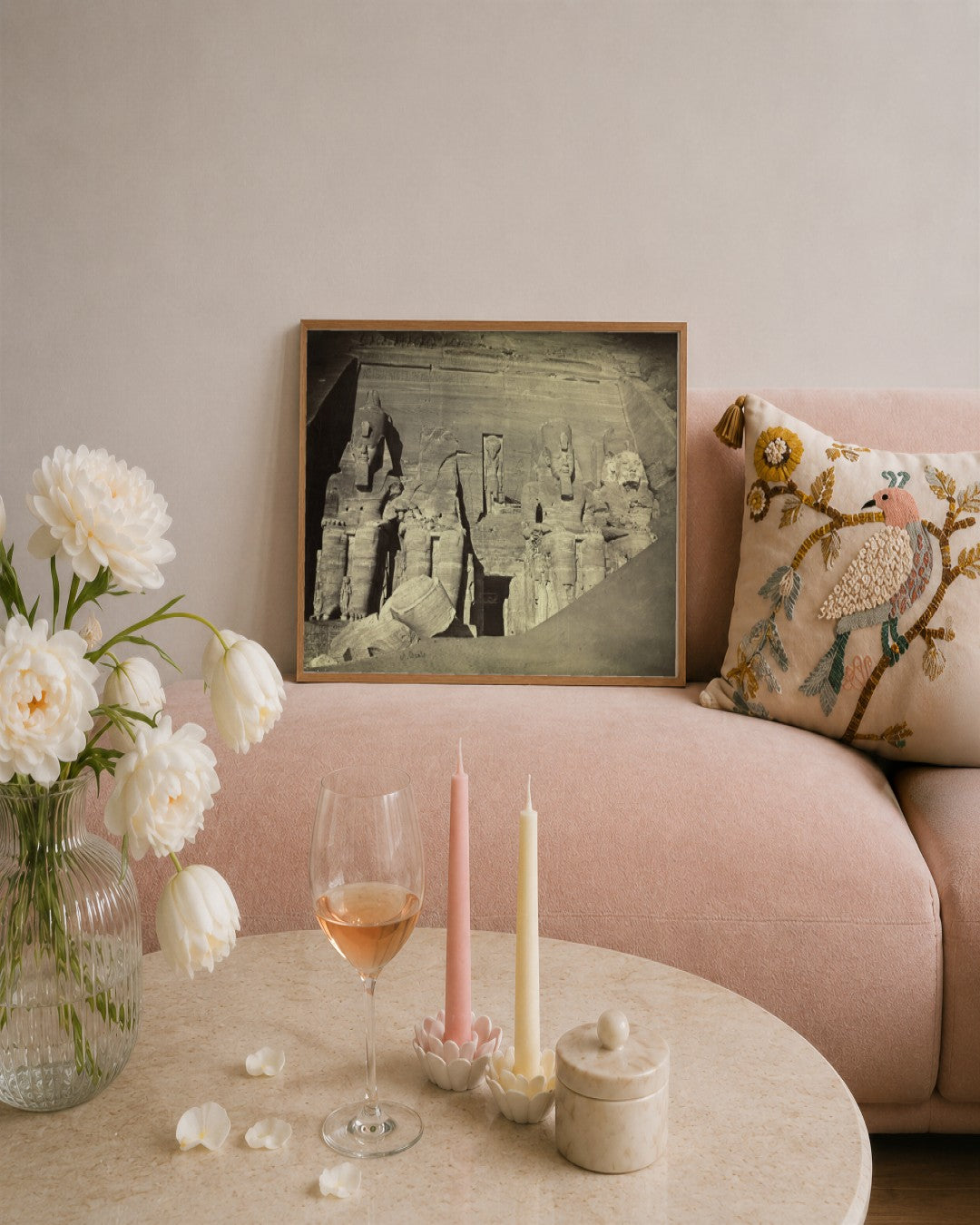 Antonio Beato - Temple of Ramesses II, Abu Simbel - framed print in a styled room