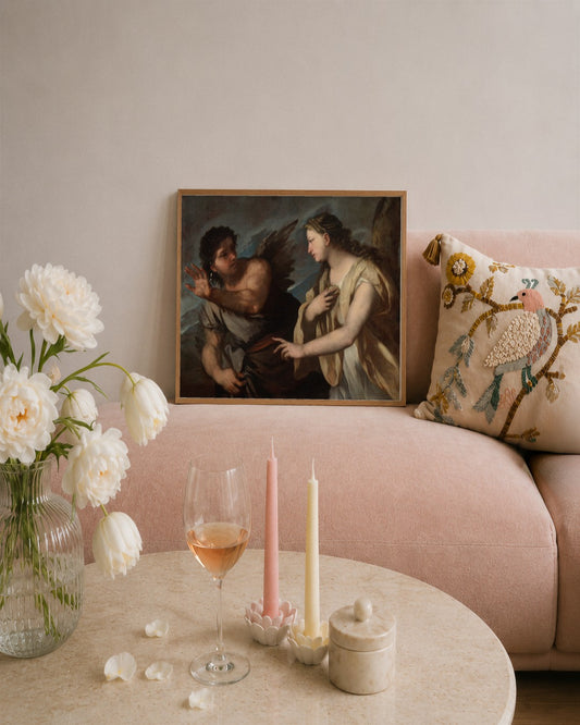 Luca Giordano - Cupid and Psyche - framed print in a styled room