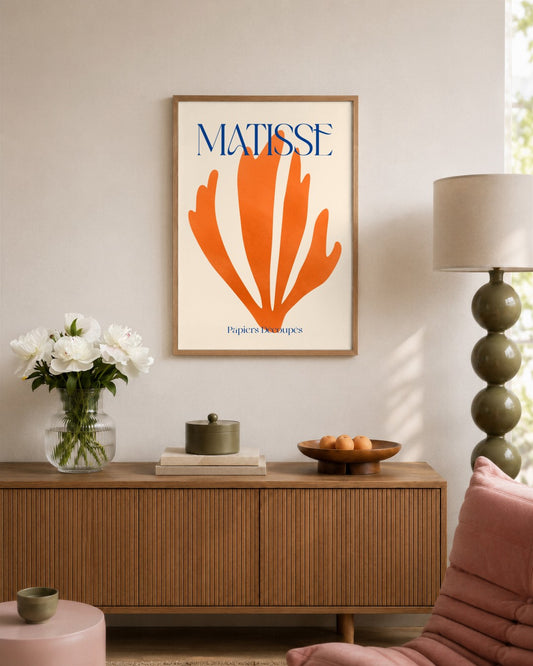 SENT Studio - Orange Coral Cut-out - framed print in a styled room