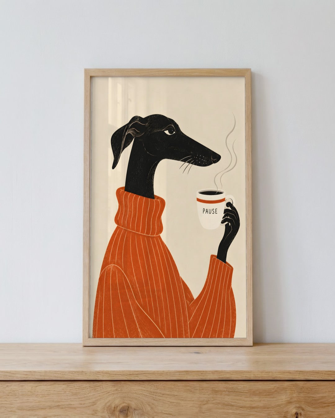 Paige Hilton - Pause - framed print in a styled room