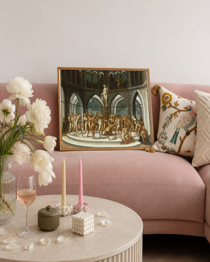Renaissance Masters - The Round Dance in the Rotunda - framed print in a styled room