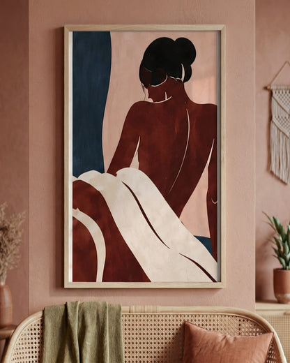 Hilary Ward - Seated Figure - framed print in a styled room