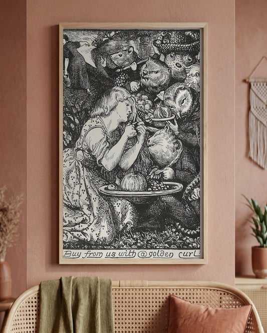 Dante Gabriel Rossetti - Goblin Market - framed print in a styled room