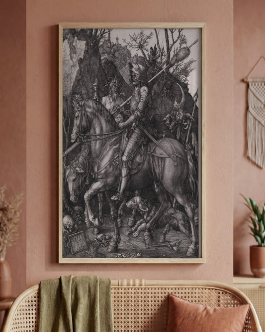 Albrecht Dürer - Knight, Death and the Devil - framed print in a styled room