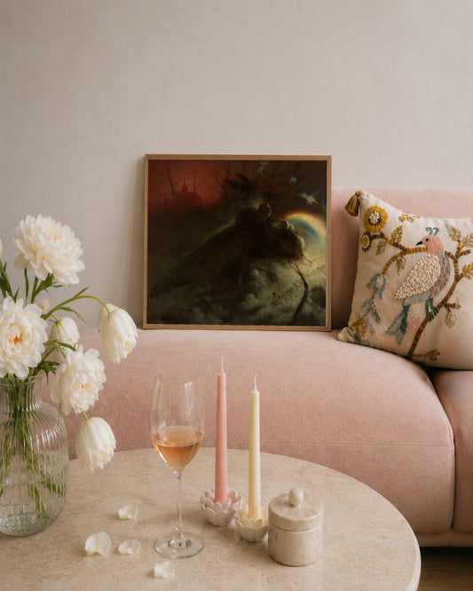Witold Pruszkowski - Rainbow over Ruins - framed print in a styled room