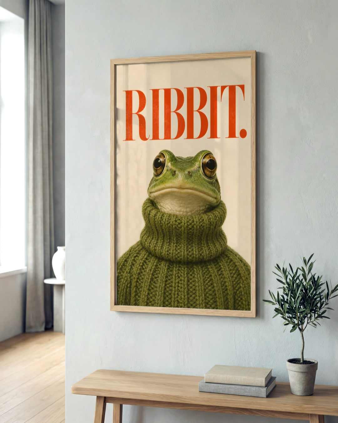 Paige Hilton - Ribbit - framed print in a styled room