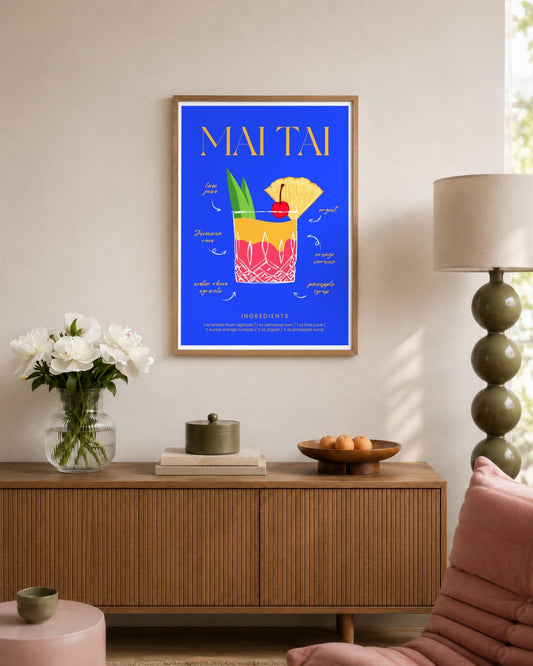SENT Studio - Cocktail Poster No. 48 - framed print in a styled room