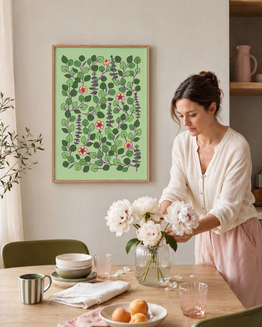 SENT Studio - Flower Poster No. 9 - framed print in a styled room