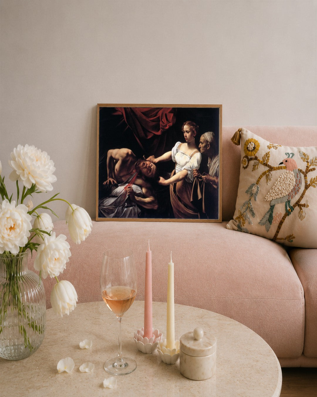 Caravaggio - Judith Beheading Holofernes - framed print in a styled room
