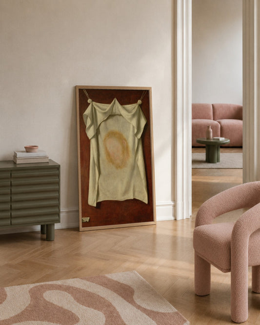 Francisco de ZurbarÃ¡n - Saint Veronica's Veil - framed print in a styled room